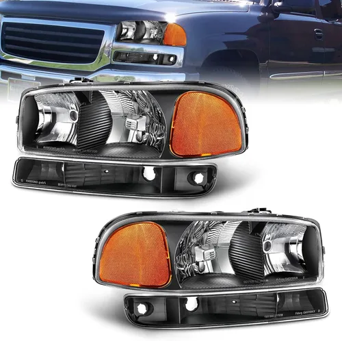 AS Faros compatibles con GMC Sierra 1500HD 2500HD/2007 1500 2500 3500 Classic / 00-06 Yukon 1500/2500XL (Excepto modelo Denali)