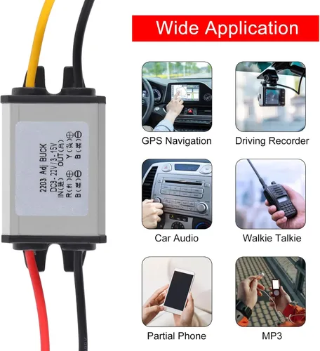 Miniatura 7 de Regulador de voltaje DC Buck Convertidor de voltaje DC 8-22V a 3-15V 5V 12V 3A módulo reductor impermeable convertidor de corriente de coche CC