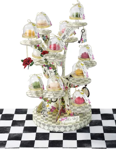 Miniatura 7 de Talking Tables Soporte para cupcakes y tartas de Alicia en el país de las maravillas, decoración de fiesta de té con sombrerero loco, decoración