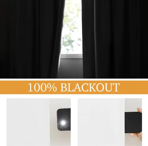 Miniatura 7 de RYB HOME 3 en 1 insonorizadas - oscurecedoras - cortinas de lino con aislamiento, cortinas de ahorro de energía con bloqueo de ruido para Lino blanco