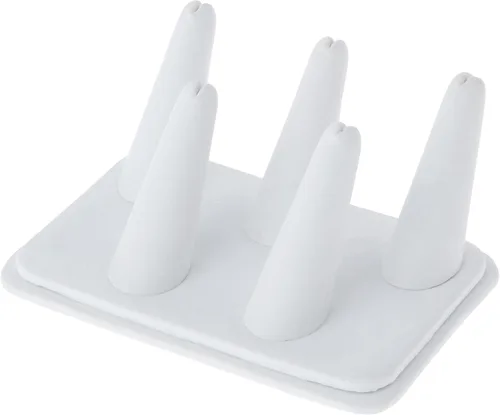 Miniatura 3 de Plymor Pantalla de dedo de anillo de terciopelo negro, cinco en base rectangular, 5.25 pulgadas de ancho x 3.625 pulgadas de profundidad x 2.25