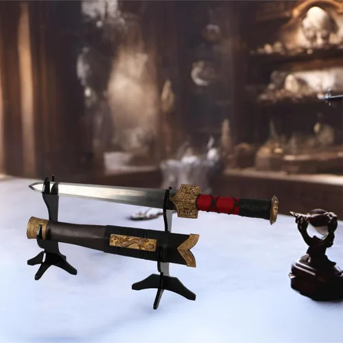 Miniatura 7 de WANLIAN Soporte Katana para cuchillos Samurái, soporte de acrílico horizontal para exhibir espada Katana Samurai (negro)