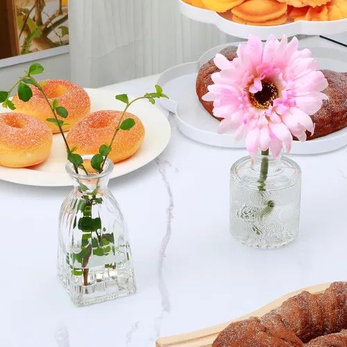 Miniatura 4 de Mapoxy Juego de 4 Jarrones de Vidrio para Brotes, Pequeños Jarrones de Flores para Centros de Mesa de Boda y Decoraciones de Mesa, Mini Jarrones