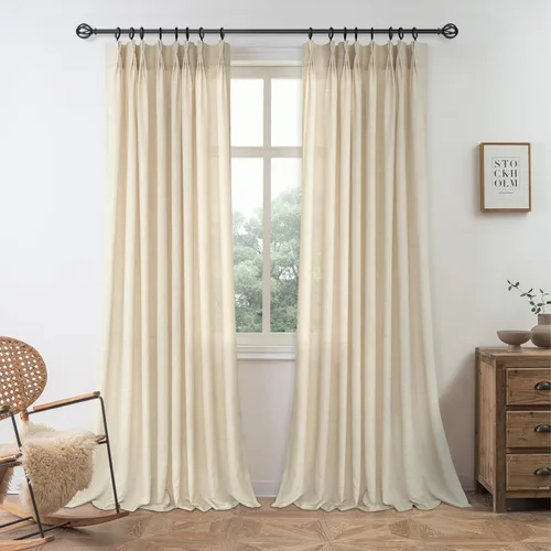 Miniatura 11 de DriftAway Cortinas plisadas de lino semitransparentes con textura de casa de campo sólidas y rústicas modernas para sala de estar y dormitorio, 2