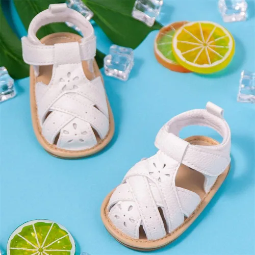 Miniatura 22 de Meckior Sandalias de verano con punta abierta y suave de piel sintética para bebés y niñas pequeñas