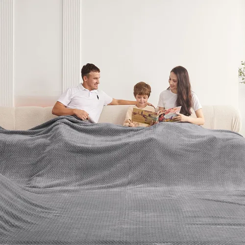 Miniatura 31 de Manta de vellón extragrande King de 120 x 120 pulgadas, manta de franela jacquard 3D sin costuras, suave y acogedora, 10'x10', extra grande