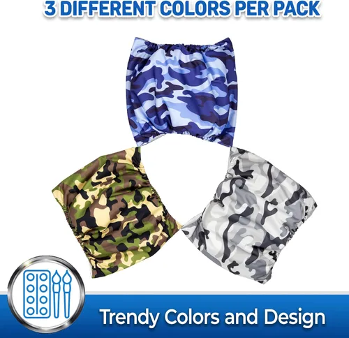 Miniatura 5 de PET MAGASIN Pañales para perros machos con forma de vientre (paquete de 3) (L, camuflaje)