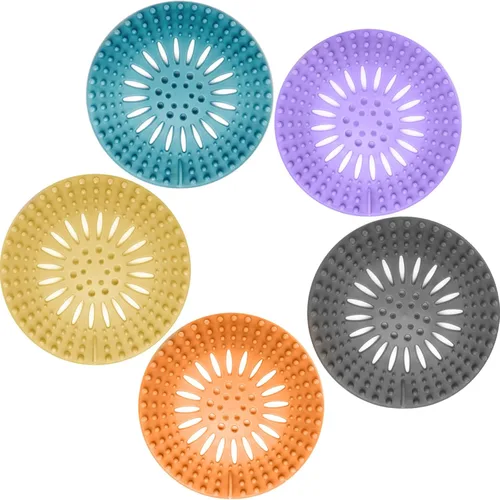 Gotega Filtros de Drenaje para Fregadero de Baño, Protectores de Drenaje de Ducha con Captador de Pelo, Material TPR Flexible, Múltiples Colores