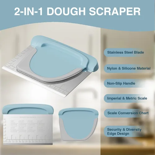 Miniatura 2 de Herramienta Raspador de Banco Cortador de Masa - Raspador de Tazón para Repostería para Pan, Pastel, Pizza, Cuchillo de Banco, Raspador de Masa