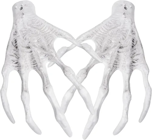 XONOR Manos de esqueleto de bruja de Halloween, 1 par de mano de esqueleto realista de plástico aterrador para decoración de Halloween
