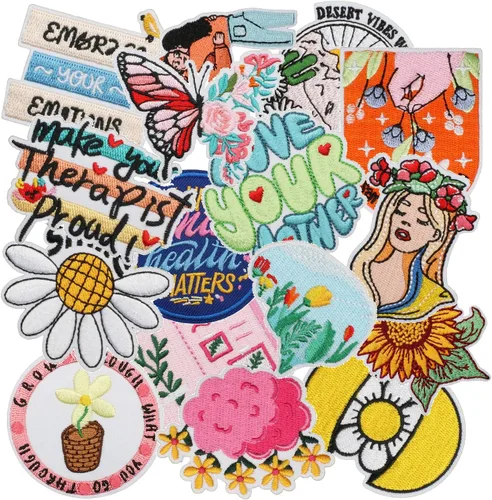 Miniatura 62 de 24 parches retro bohemios para planchar o coser, bonitos apliques bordados femeninos, decoración de moda para ropa, sombrero, bolso, vestido, Planta
