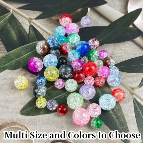 Miniatura 4 de 300 cuentas de acrílico agrietadas de 0.315 pulgadas (0.315 in) redondas de cristal, cuentas espaciadoras a granel para hacer joyas, collares, Negro
