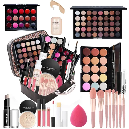 Kit de maquillaje profesional todo en uno, paleta de sombra de ojos de 40 colores, base, corrector, contorno, brillo de labios, juego de 20 brochas