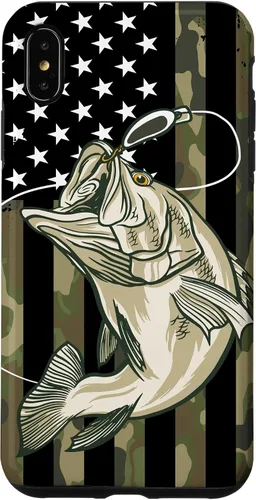 Miniatura 11 de Funda de camuflaje para iPhone 16, diseño de bandera estadounidense, pescador, pescador, camuflaje