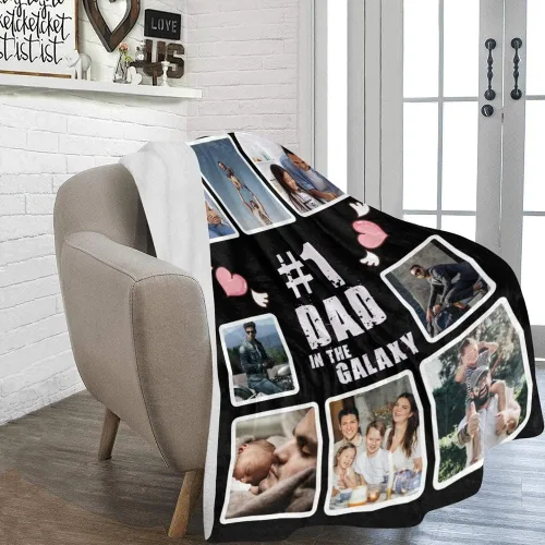 Miniatura 2 de HUGLAZY Mantas personalizadas con fotos, texto, mantas personalizadas con imagen, mantas personalizadas para papá con collage de fotos, manta