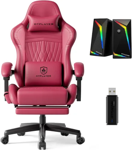Miniatura 13 de GTPLAYER Silla de juegos grande y alta con reposapiés, sillas de videojuegos de asiento extra ancho para adultos - Respaldo alto ergonómico