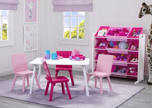 Miniatura 5 de Delta Children Organizador de almacenamiento de juguetes para niños con 12 contenedores de plástico, certificado Greenguard Gold, blanco/rosa