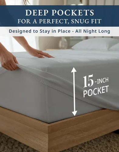 Miniatura 6 de LANE LINEN Sábanas de cama matrimonial 100% algodón, 1000 hilos, producidas de forma sostenible, juego de sábanas gruesas de tamaño matrimonial