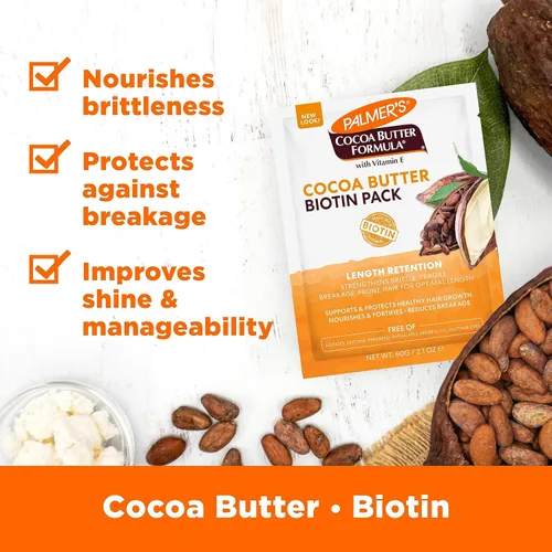 Miniatura 3 de Palmer's Manteca de cacao y biotina longitud de retención de biotina, paquete de biotina, 2.1 onzas