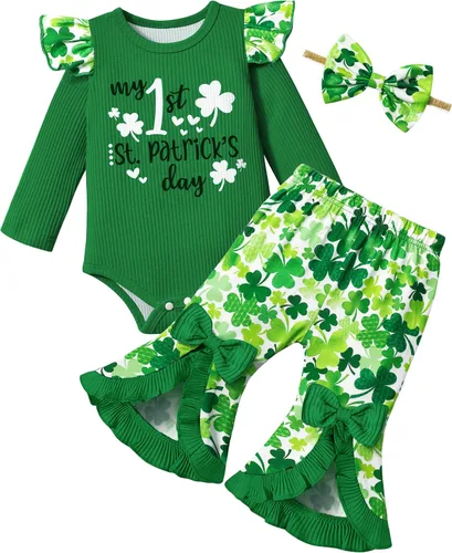 Miniatura 47 de Ropa de bebé niña, 4 piezas, trajes de niña recién nacida, con volantes, mameluco de campana para bebé, diadema, bandana, conjuntos de ropa, regalos