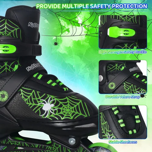 Miniatura 2 de Nattork Patines en línea ajustables para niños con ruedas de poliuretano flash, divertidos patines en línea con ruedas iluminadas, para edades de 4