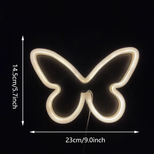 Miniatura 5 de ENUOLI - Luces decorativas LED de neón en forma de mariposa, letrero de neón con forma de mariposa, decoración de luz de neón, funciona