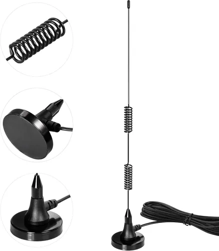 Miniatura 7 de Bingfu Doble banda VHF UHF 136-174MHz 400-470MHz Handheld Two Way Ham Radio Antena de base magnética SMA Antena macho para Walkie Talkie Icom Yaesu