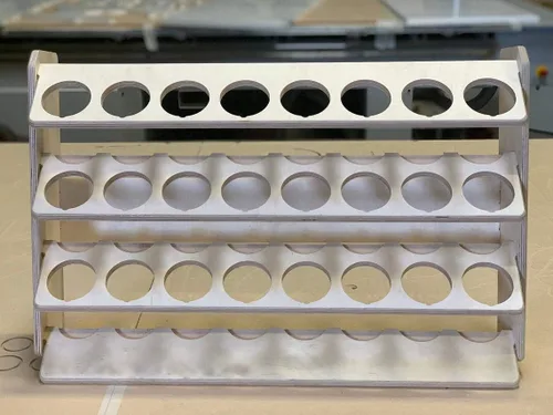 Miniatura 3 de Soporte de lubricante para latas de aerosol, estante de almacenamiento, estante de madera, organizador de madera contrachapada de 24 ranuras
