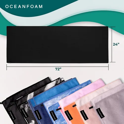 Miniatura 7 de Oceanfoam Toalla de playa ligera, absorbente, de secado rápido, resistente a la arena, antideslizante, ideal para entrenamientos, yoga, pilates
