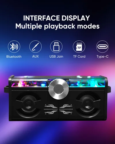 Miniatura 6 de Cyberpunk Altavoz Bluetooth, Mini Mecha con luz RGB Bluetooth inalámbrico 5.0, altavoz de escritorio, regalo para niños jugadores Perspectiva