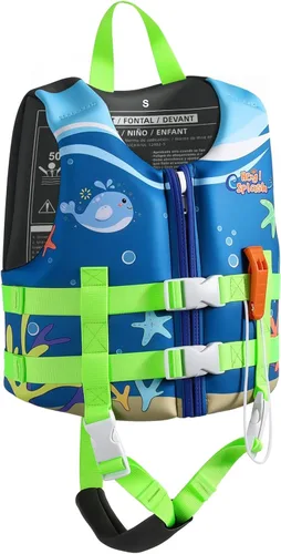 HeySplash Chaleco de natación para niños pequeños, chaqueta de natación para niños de 30-50/50-80 libras, chaleco flotante para niños con correa de