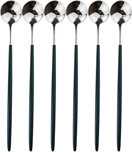 Miniatura 20 de Cubertería de acero inoxidable 304 de cobre de mango largo Cucharas de té de helado Cucharas de mezcla Vajilla Vajilla Servicio de cocina Juego