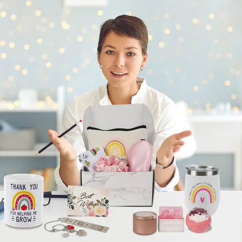 Miniatura 6 de Kolewo4ever Set de regalo de agradecimiento para profesores, caja de regalo para mujeres, los mejores regalos para profesores para mujeres, gracias