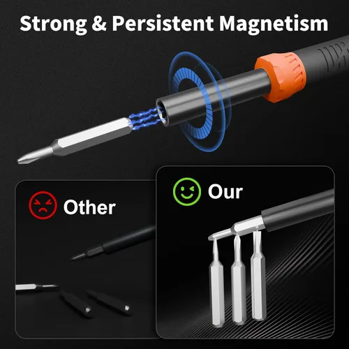 Miniatura 4 de STREBITO Juego de micro destornilladores magnéticos 64 en 1 con Torx, Triwing, Pentalobe, Kit de herramientas de reparación electrónica para Naranja