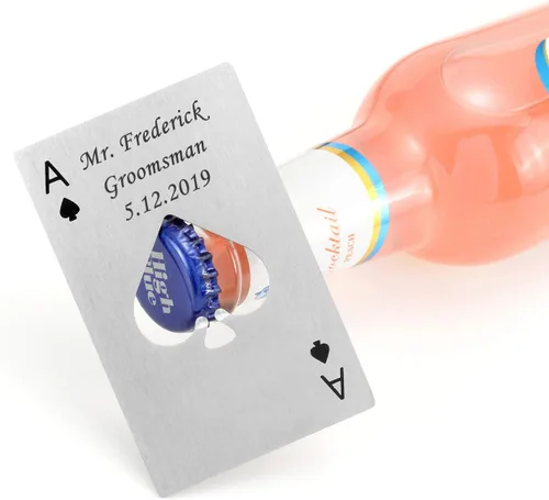 Miniatura 3 de Yoption - Abridor de botellas de cerveza personalizado, 1 unidad, grabado, tamaño de tarjeta de crédito de acero inoxidable personalizado