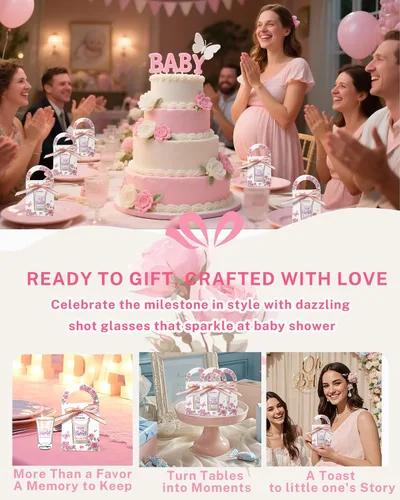 Miniatura 5 de Regalitos para Baby Shower para Invitados - 50 Juegos Temática de Mariposa Baby Shower una Pequeña Mariposa Está en Camino Vasos de Chupito y Cajas
