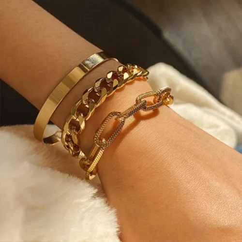 Miniatura 31 de Long tiantian Pulsera de oro gruesa para mujer, pulseras de oro delicadas, pulseras para mujer, pulseras apilables de eslabones de cadena