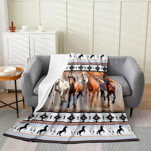 Miniatura 6 de Manta azteca con diseño tribal africano, con diseño de animales de granja, manta mullida con diseño de animales de granja y atrapasueños de tribu