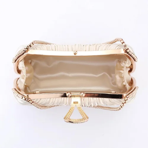 Miniatura 6 de FALETO Bolso de mano para mujer, de satén, plisado, de noche, bolso de mano de boda, con cadena, para baile de graduación, cóctel, fiesta