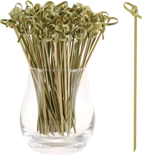 Miniatura 8 de 100 palillos de cóctel, palillos de dientes elegantes para aperitivos, mini palitos de comida Natural Bamboo Knot Skewers, 4.7 Inch Tooth Picks