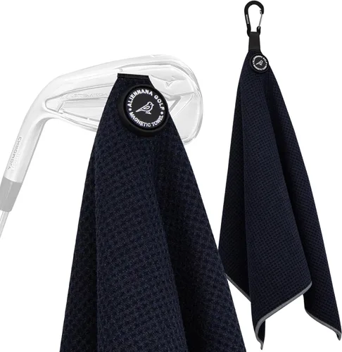 Toalla de golf magnética, diseño de gofre de microfibra con clip, imán de fuerza industrial para un fuerte agarre a bolsas de golf, carritos y palos