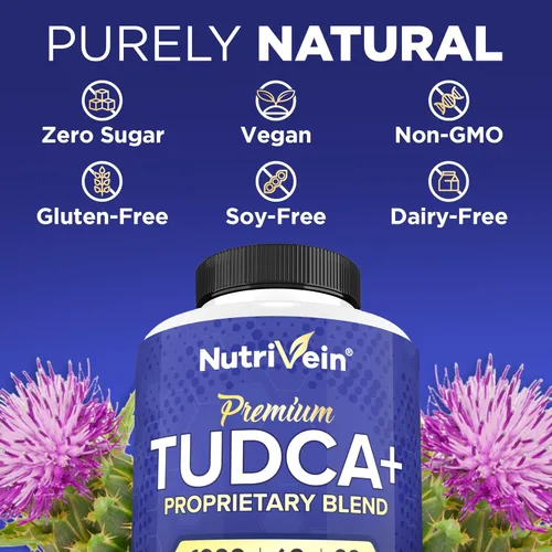 Miniatura 6 de Nutrivein Suplemento prémium de apoyo hepático TUDCA+ 1000 mg - Suministro para 30 días (60 cápsulas): Suplemento TUDCA Sales biliares