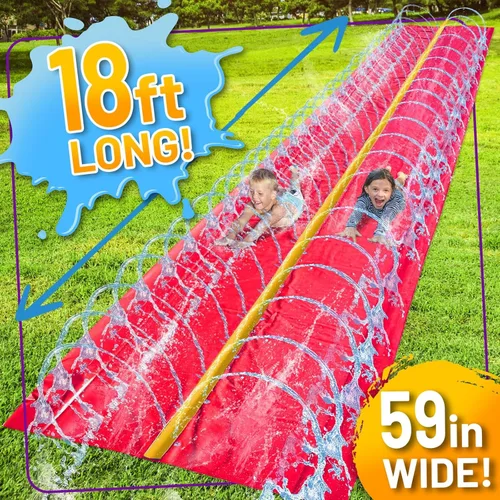 Miniatura 4 de Stargo 18 x 5 pies – Salpicaduras y tobogán deslizante, toboganes acuáticos para niños – Tobogán acuático para niños al aire libre divertidos Rojo