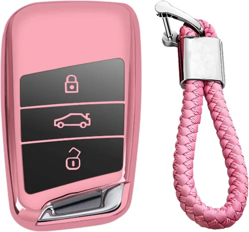 Miniatura 15 de Hombres Mujeres Cuero Genuino Llavero Funda para Volkswagen Arteon Atlas Golf Alltrack Jetta GLI Passat Taos SEL para Tiguan para Skoda Kodiaq