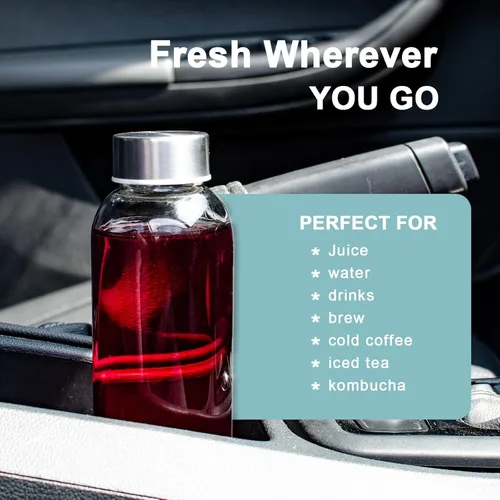 Miniatura 8 de Luxfuel Botellas de vidrio transparente de 24 onzas con tapas, botellas de agua de vidrio reutilizables con tapa de acero inoxidable para jugos