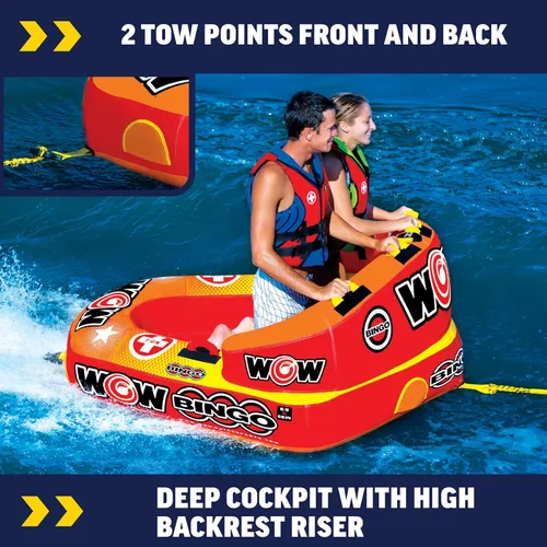 Miniatura 3 de WOW World of Watersports - Inflable de bingo, tabla para remolcar con cabina para sentarse segura. Puntos de remolque adelante y atrás