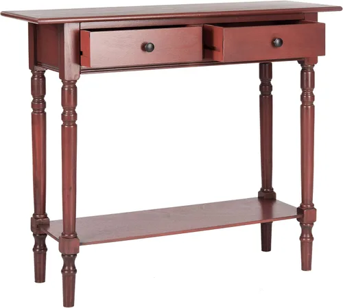 Miniatura 9 de SAFAVIEH Home Collection - Mesa consola de cereza oscura de romero con cajones y estante, consola de almacenamiento clásica contemporánea, diseño