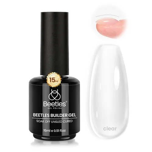 Miniatura 13 de Beetles Gel de uñas en gel de construcción 15ML, Gel fortalecedor de construcción 7 en 1, gel de uñas de extensión de uñas rosa nude translúcido