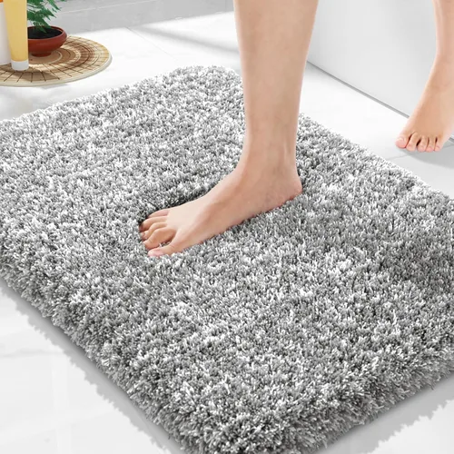 Miniatura 106 de Yimobra Alfombra de baño de felpa esponjosa, súper lanuda suave, cómoda, antideslizante, absorbente de agua, alfombra de baño de microfibra que se