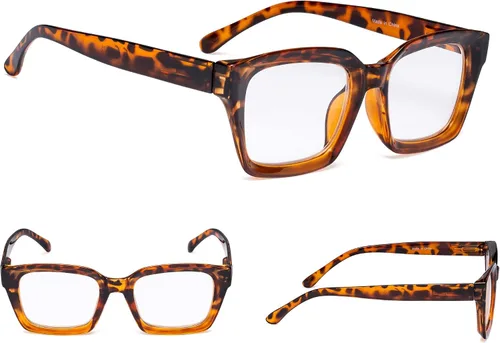 Miniatura 5 de Paquete de 4 lentes para mujer con marco cuadrado de gran tamaño para mujeres lectoras